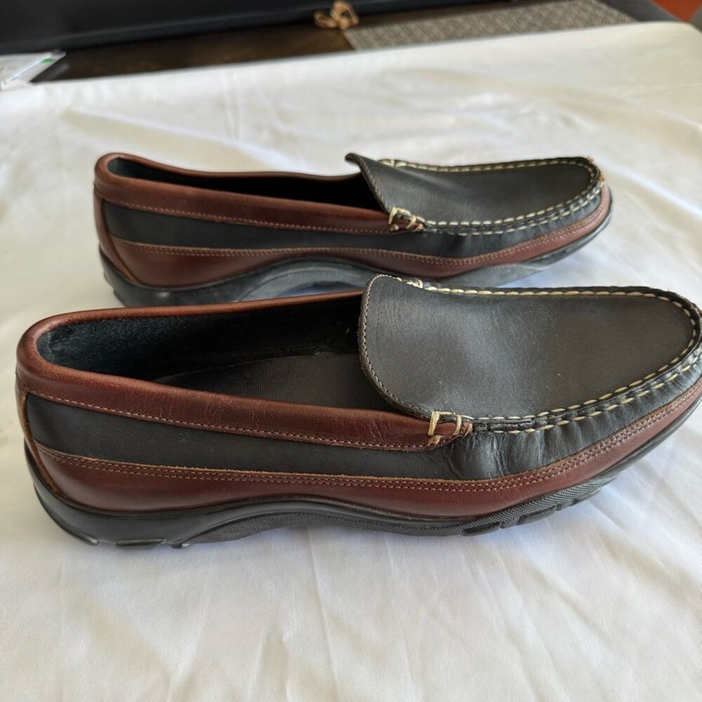 Allen Edmonds Black and Brown Leather Slip-On Driving Loafers sz 9.5